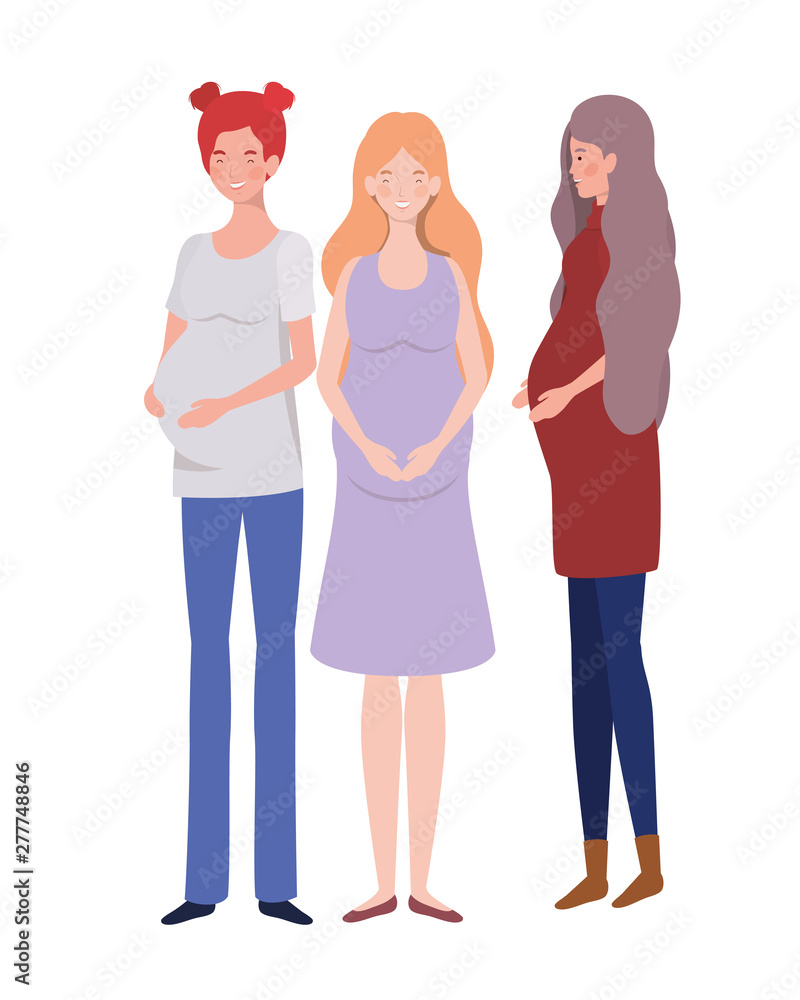 Obraz premium beautiful women pregnant standing on white background