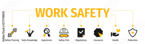 Banner Work Safety with icon photo