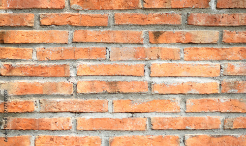 brick wall of red color. red brick wall texture.