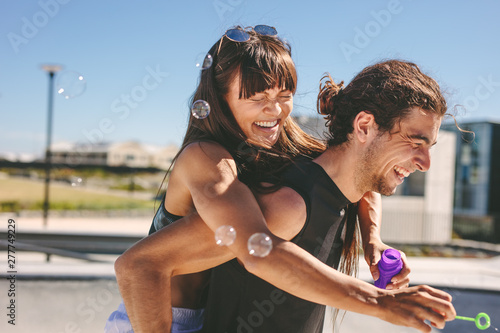 Couple having fun outdoors