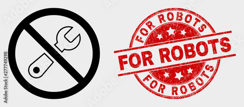 Bild auf Leinwand Vector forbidden repair pictogram and For Robots seal