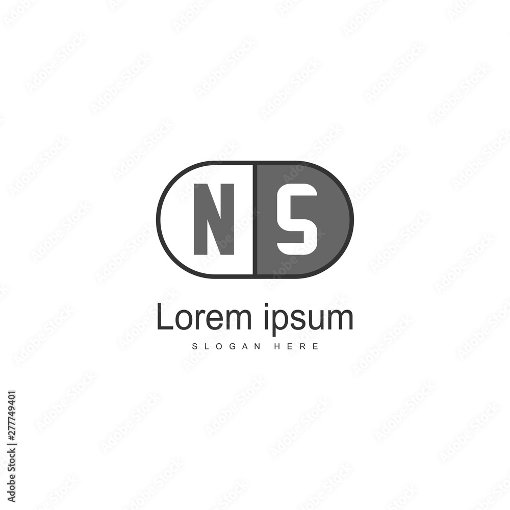 Initial NS logo template with modern frame. Minimalist NS letter logo vector illustration