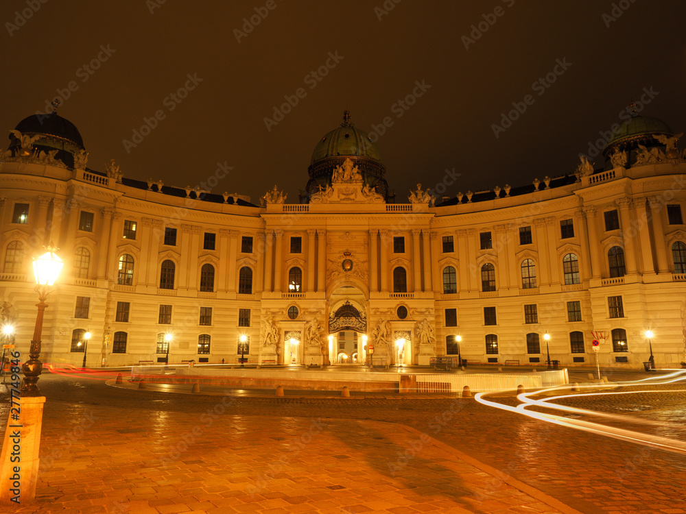 The night view of the Hofburg Palace Vienna, Austria.