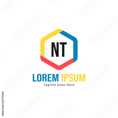 Initial NT logo template with modern frame. Minimalist NT letter logo vector illustration