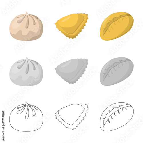 Isolated object of products and cooking logo. Collection of products and appetizer stock symbol for web.