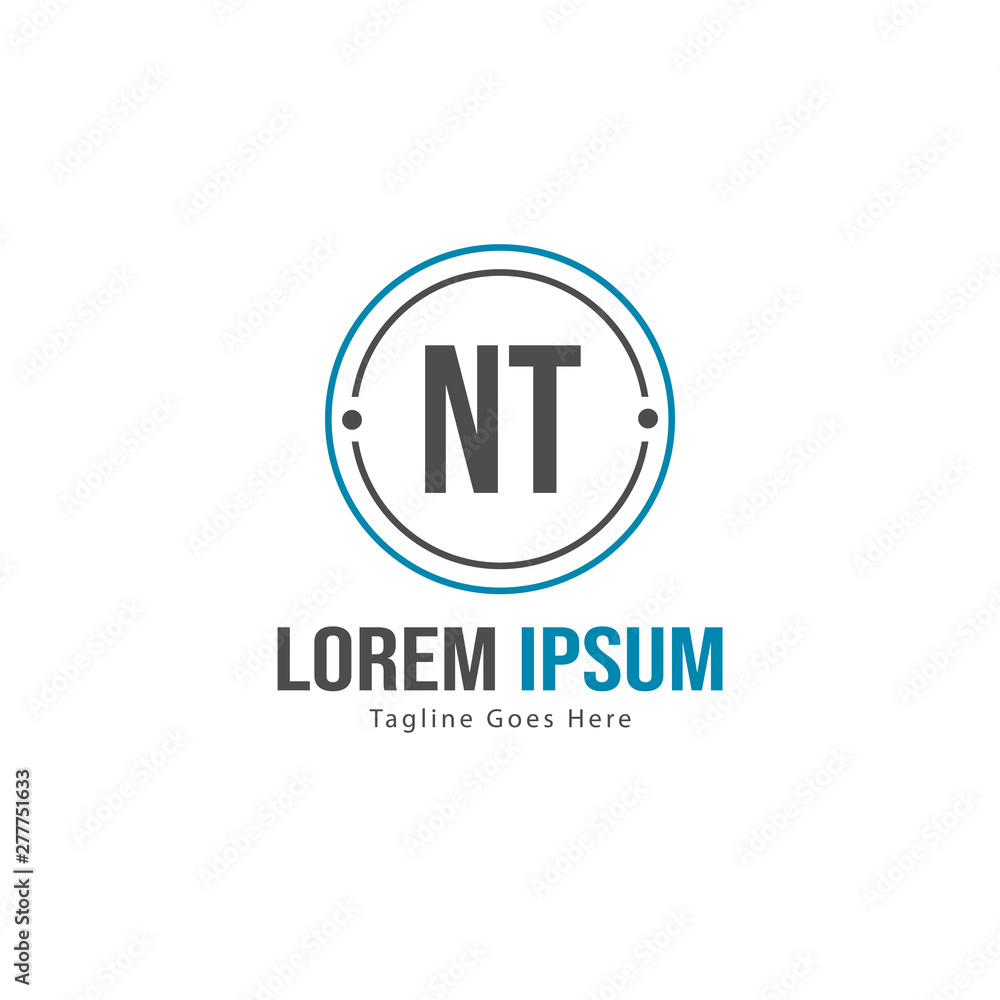 Initial NT logo template with modern frame. Minimalist NT letter logo vector illustration Initial NT logo template with modern frame. Minimalist NT letter logo vector illustration