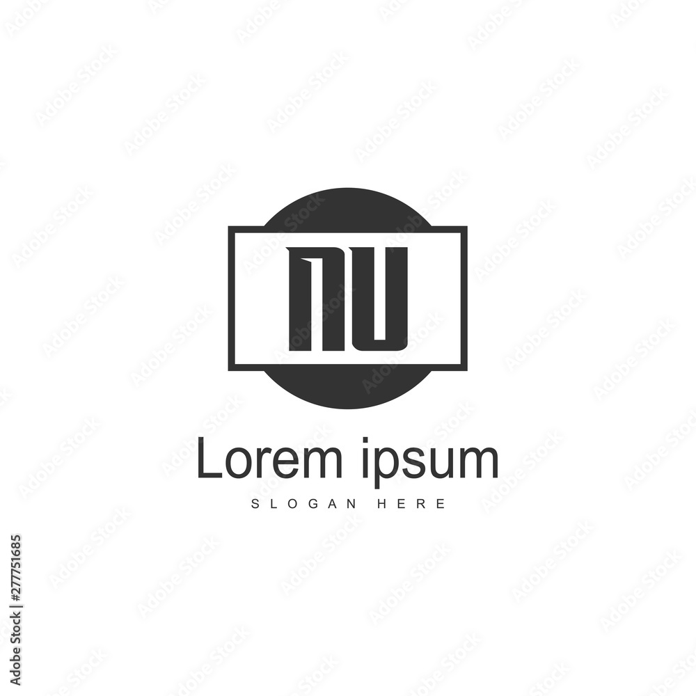 Initial NU logo template with modern frame. Minimalist NU letter logo vector illustration Initial NU logo template with modern frame. Minimalist NU letter logo vector illustration