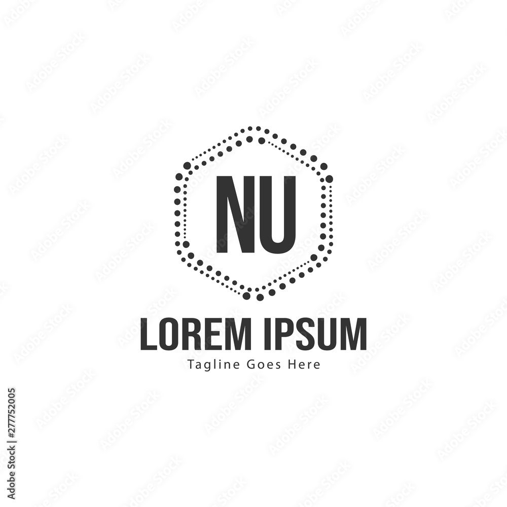 Obraz premium Initial NU logo template with modern frame. Minimalist NU letter logo vector illustration
