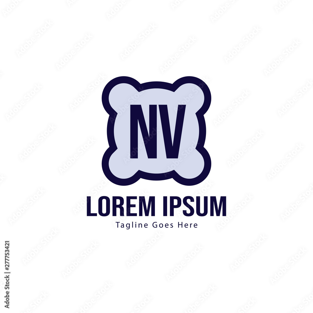 Fototapeta premium Initial NV logo template with modern frame. Minimalist NV letter logo vector illustration