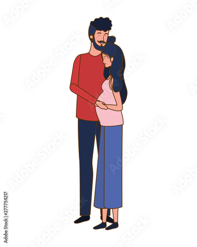 pregnant woman with husband standing
