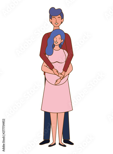 pregnant woman with husband standing