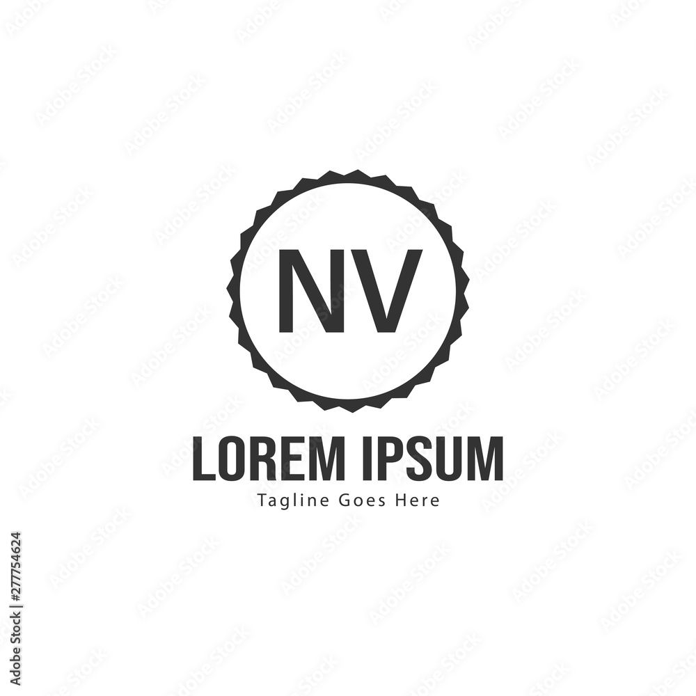 Initial NV logo template with modern frame. Minimalist NV letter logo vector illustration Initial NV logo template with modern frame. Minimalist NV letter logo vector illustration