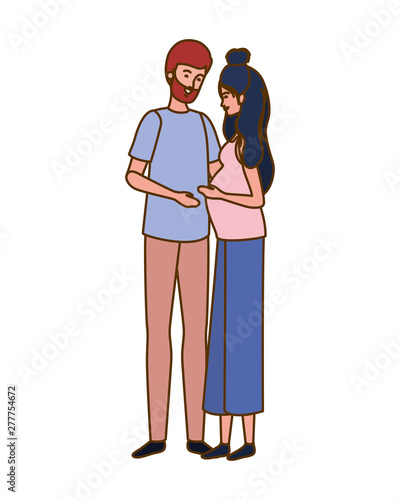 pregnant woman with husband standing