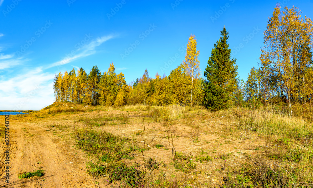 Beautiful autumn landscape on the site of a former sand quarry. Beautiful autumn landscape on the site of a former sand quarry.