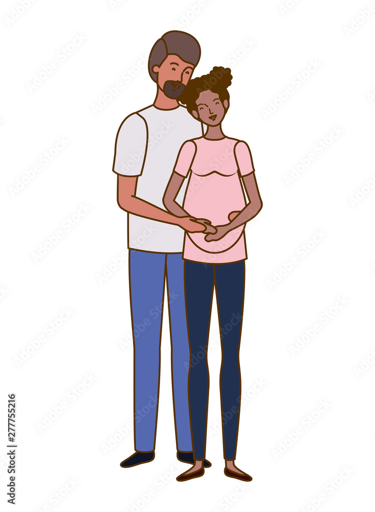 pregnant woman with husband standing