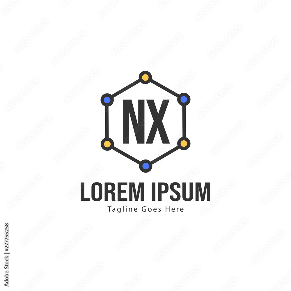 Initial NX logo template with modern frame. Minimalist NX letter logo vector illustration Initial NX logo template with modern frame. Minimalist NX letter logo vector illustration