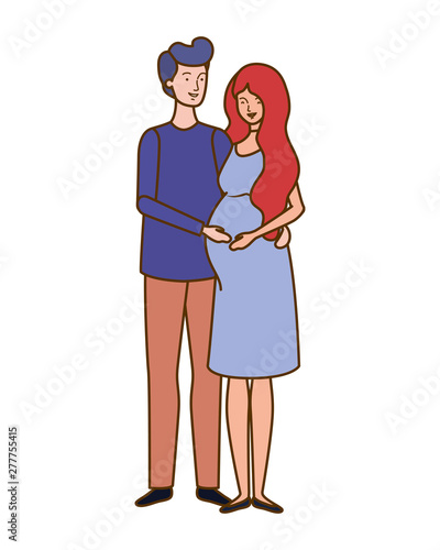 pregnant woman with husband standing