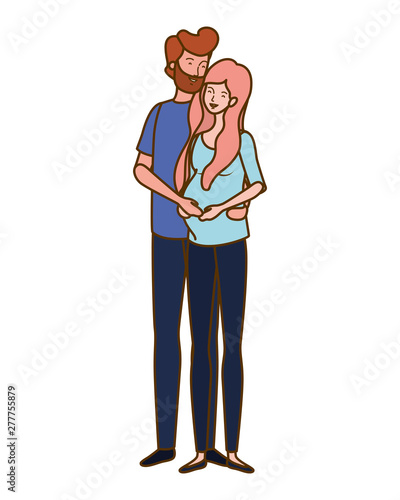 pregnant woman with husband standing