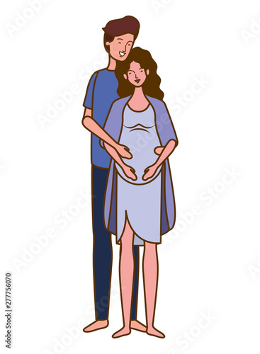 pregnant woman with husband standing