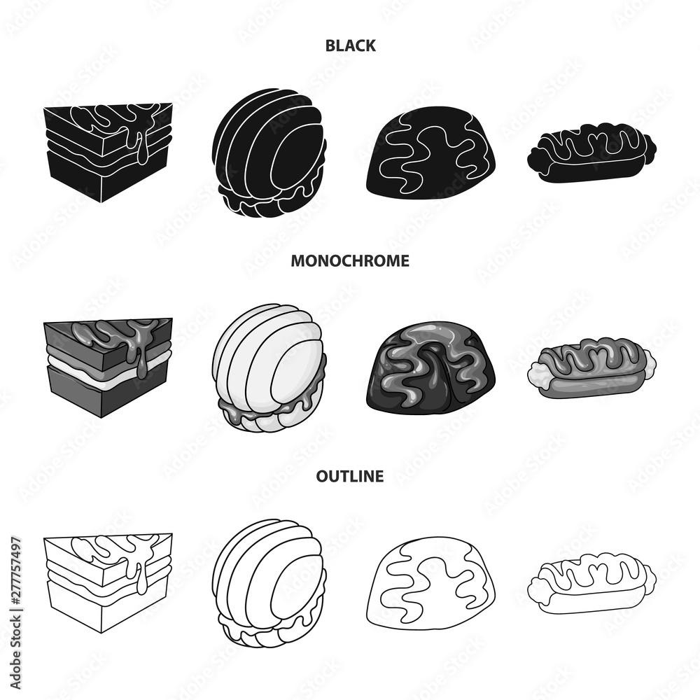 Vector illustration of confectionery and culinary icon. Set of confectionery and product vector icon for stock.