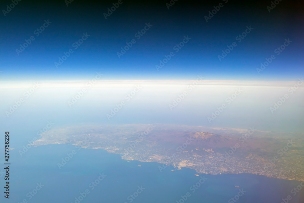 Fototapeta premium Aerial view of the beautiful Jeju Province with Hallasan