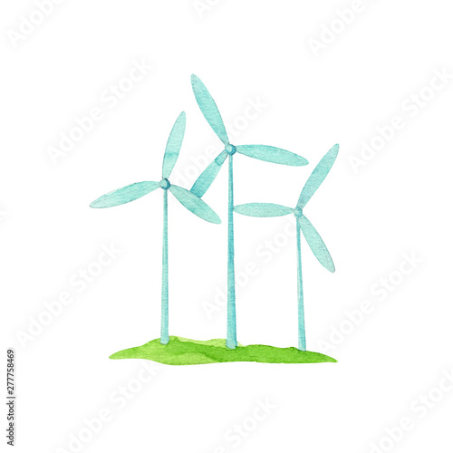 hand painted sky blue watercolor wind generator
