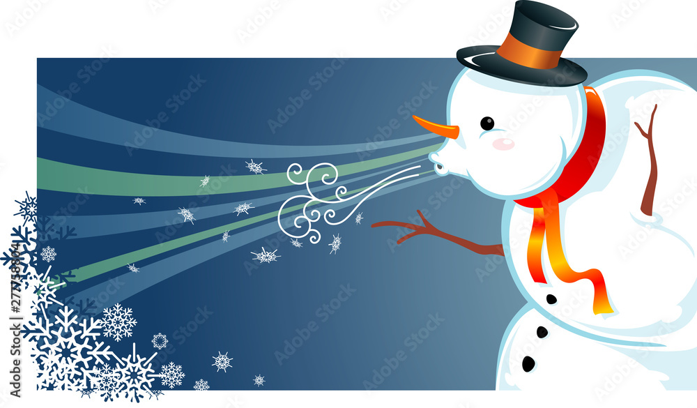 Snowman Blows Snow in the Air