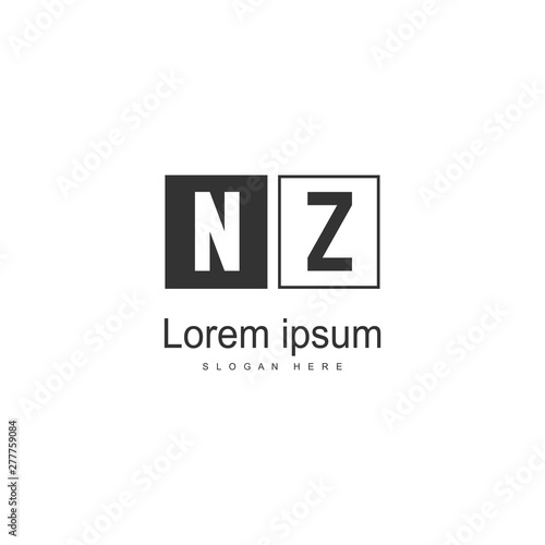 Initial NZ logo template with modern frame. Minimalist NZ letter logo vector illustration