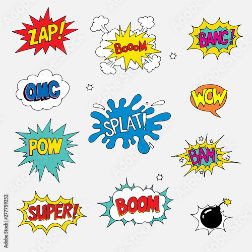 Comic sound effect, Collection of Comic Style speach bubbles photo