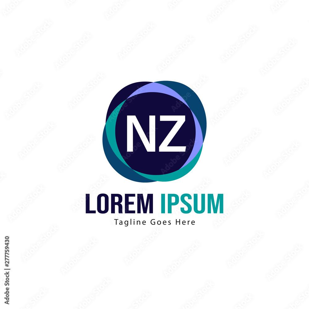 Initial NZ logo template with modern frame. Minimalist NZ letter logo vector illustration Initial NZ logo template with modern frame. Minimalist NZ letter logo vector illustration