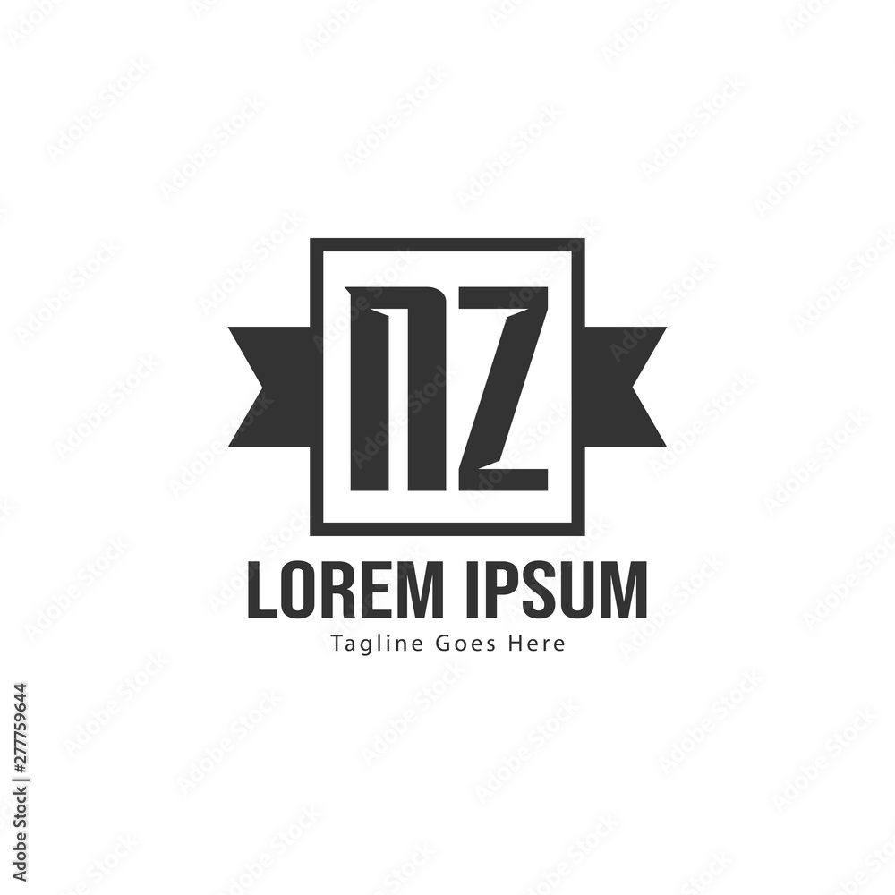 Initial NZ logo template with modern frame. Minimalist NZ letter logo vector illustration Initial NZ logo template with modern frame. Minimalist NZ letter logo vector illustration
