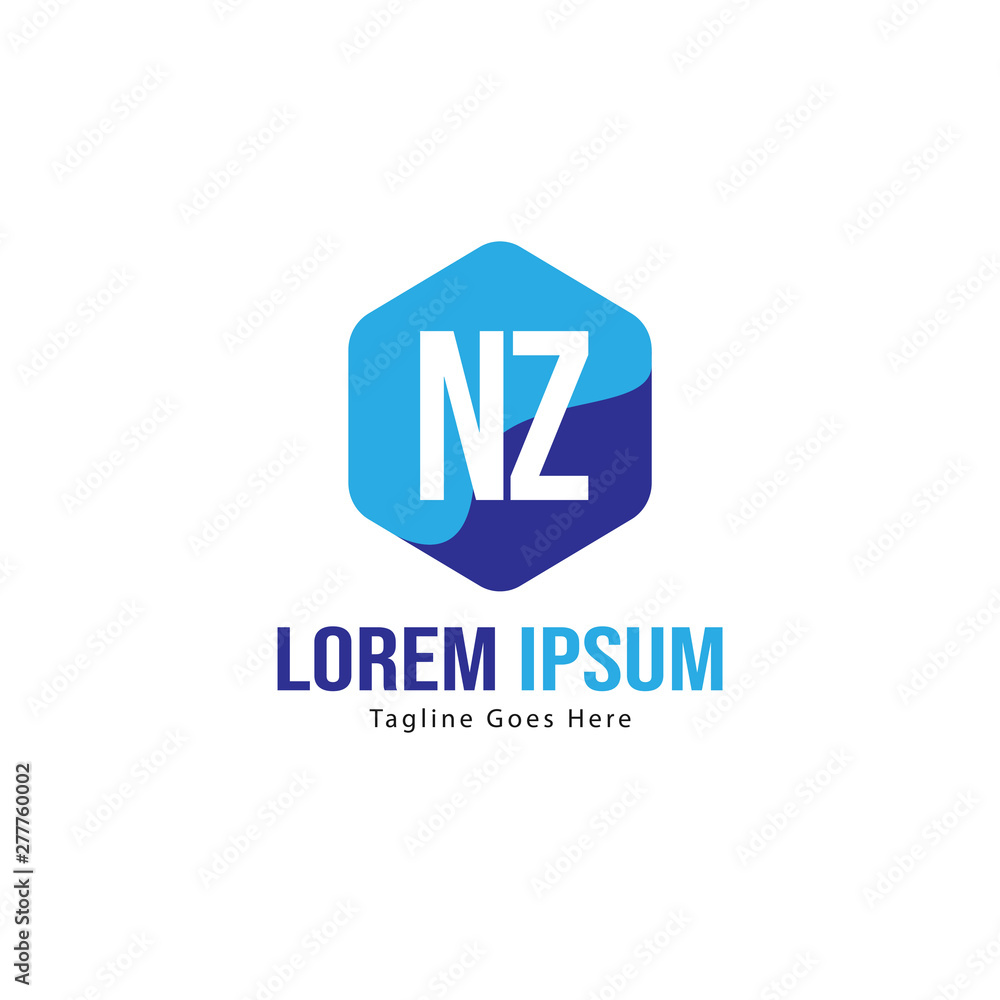 Initial NZ logo template with modern frame. Minimalist NZ letter logo vector illustration Initial NZ logo template with modern frame. Minimalist NZ letter logo vector illustration
