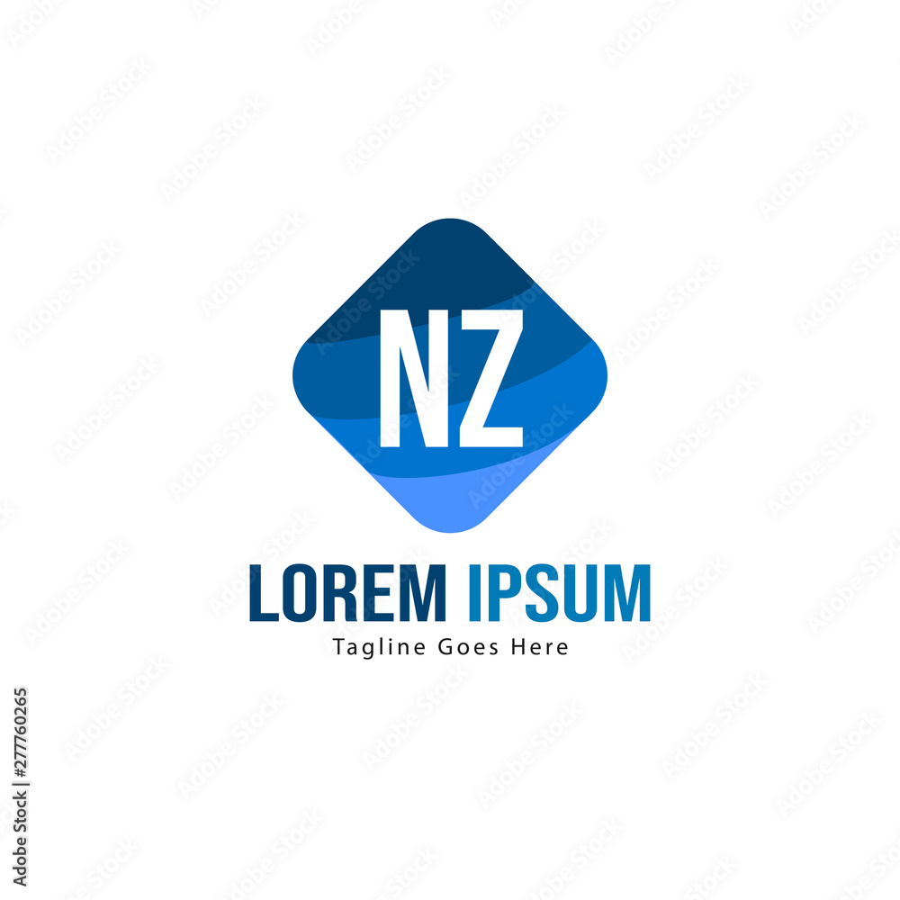 Initial NZ logo template with modern frame. Minimalist NZ letter logo vector illustration Initial NZ logo template with modern frame. Minimalist NZ letter logo vector illustration