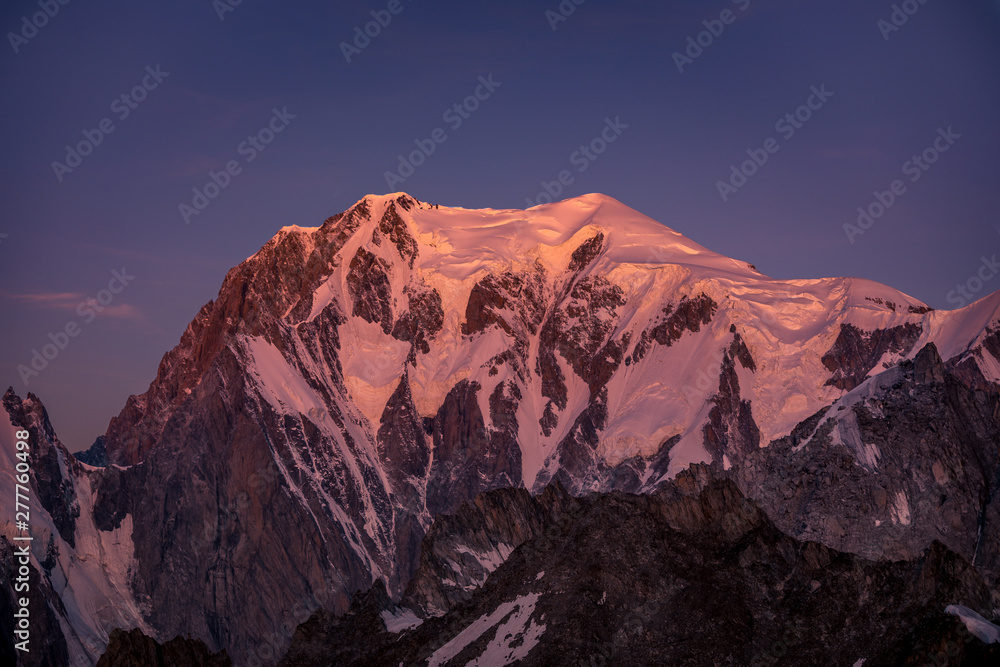 Sunrise on Monte Bianco / Mont Blanc seen from Courmayeur (Italy)