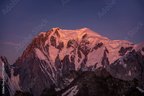 Sunrise on Monte Bianco   Mont Blanc seen from Courmayeur  Italy 