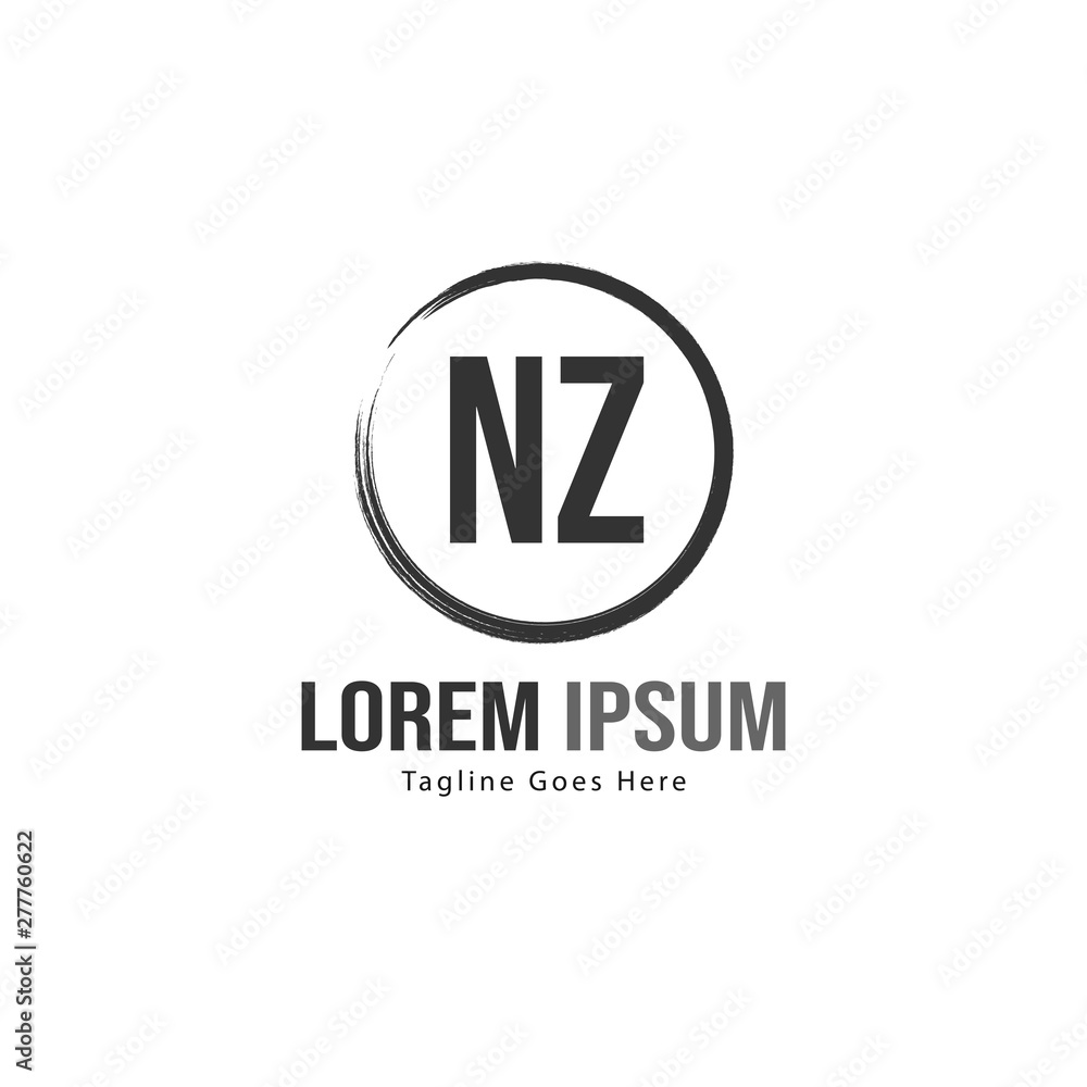 Initial NZ logo template with modern frame. Minimalist NZ letter logo vector illustration Initial NZ logo template with modern frame. Minimalist NZ letter logo vector illustration