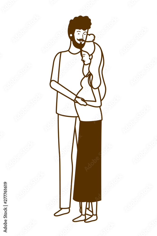 silhouette of pregnant woman with husband standing silhouette of pregnant woman with husband standing