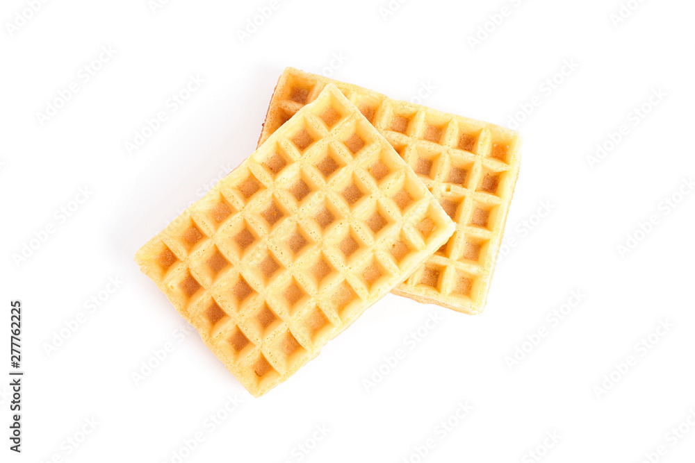 Sweet belgian waffles isolated on white background Sweet belgian waffles isolated on white background