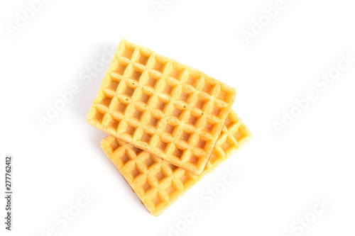 Sweet Belgian waffles isolated on white background