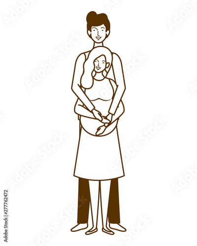 silhouette of pregnant woman with husband standing