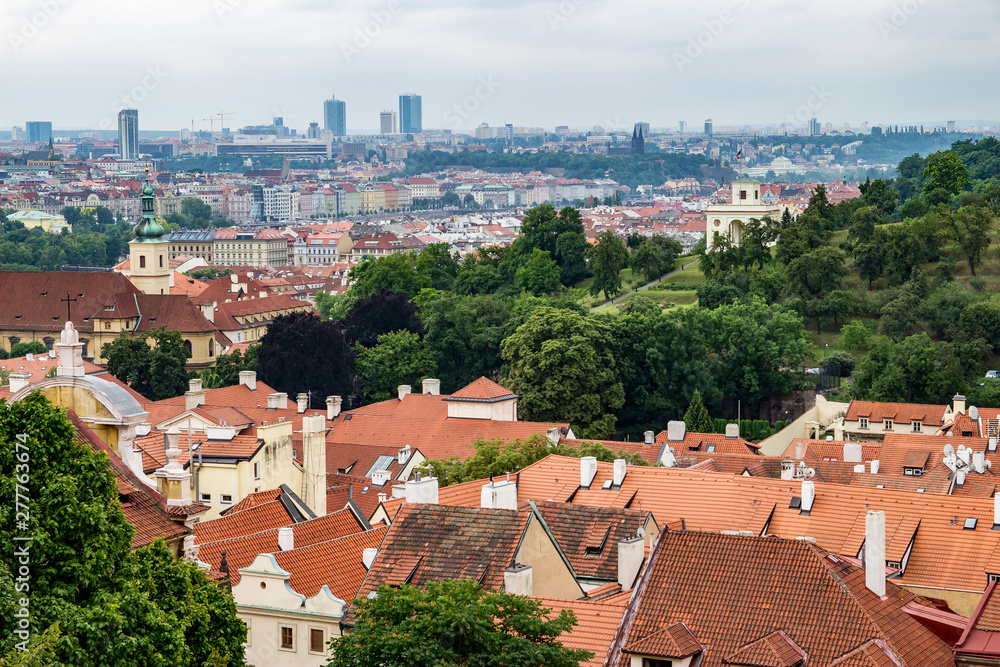 PRAGUE, CZECH REPUBLIC - JULY 11, 2014: Panoramic view of Prague from the Prague Castle Hradczany, Czech Republic