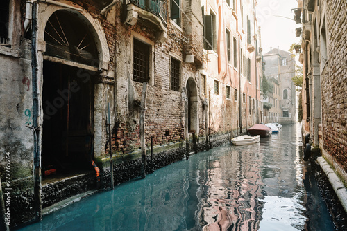 Canal with gondolas in Venice, Italy. © alekosa