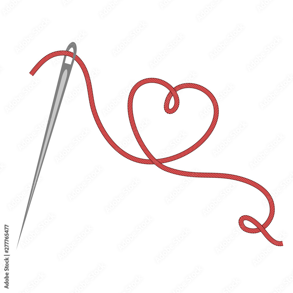heart with a needle thread. vector illustration Stock Vector | Adobe Stock
