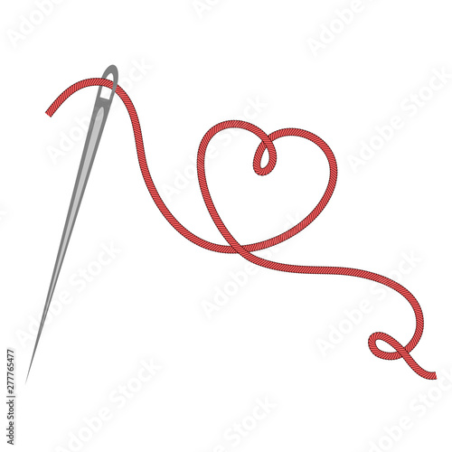 heart with a needle thread. vector illustration