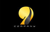 9 yellow black number logo icon design