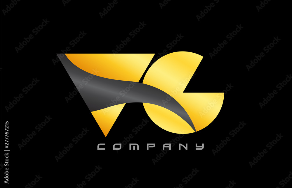 VG V G yellow black combination alphabet letter logo icon design Stock ...
