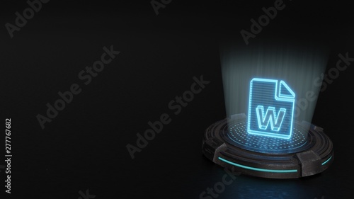 3d hologram symbol of file word icon render