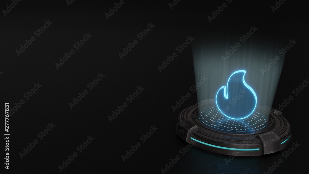 3d hologram symbol of fire icon render 3d hologram symbol of fire icon render