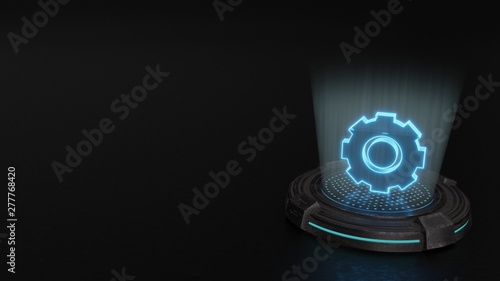 3d hologram symbol of gear  icon render