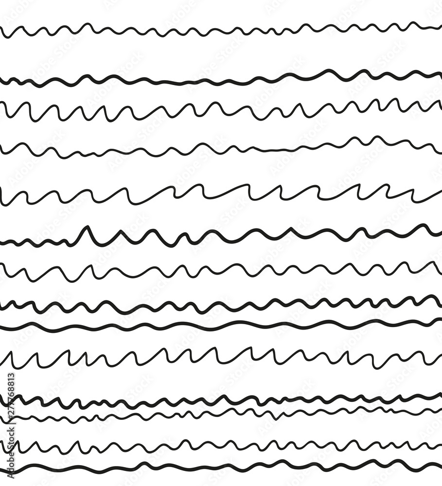 Hand drawn pattern with waves. Universal texture. Abstract background. Doodle for your design. Wallpaper for banners. Black and white illustration Hand drawn pattern with waves. Universal texture. Abstract background. Doodle for your design. Wallpaper for banners. Black and white illustration